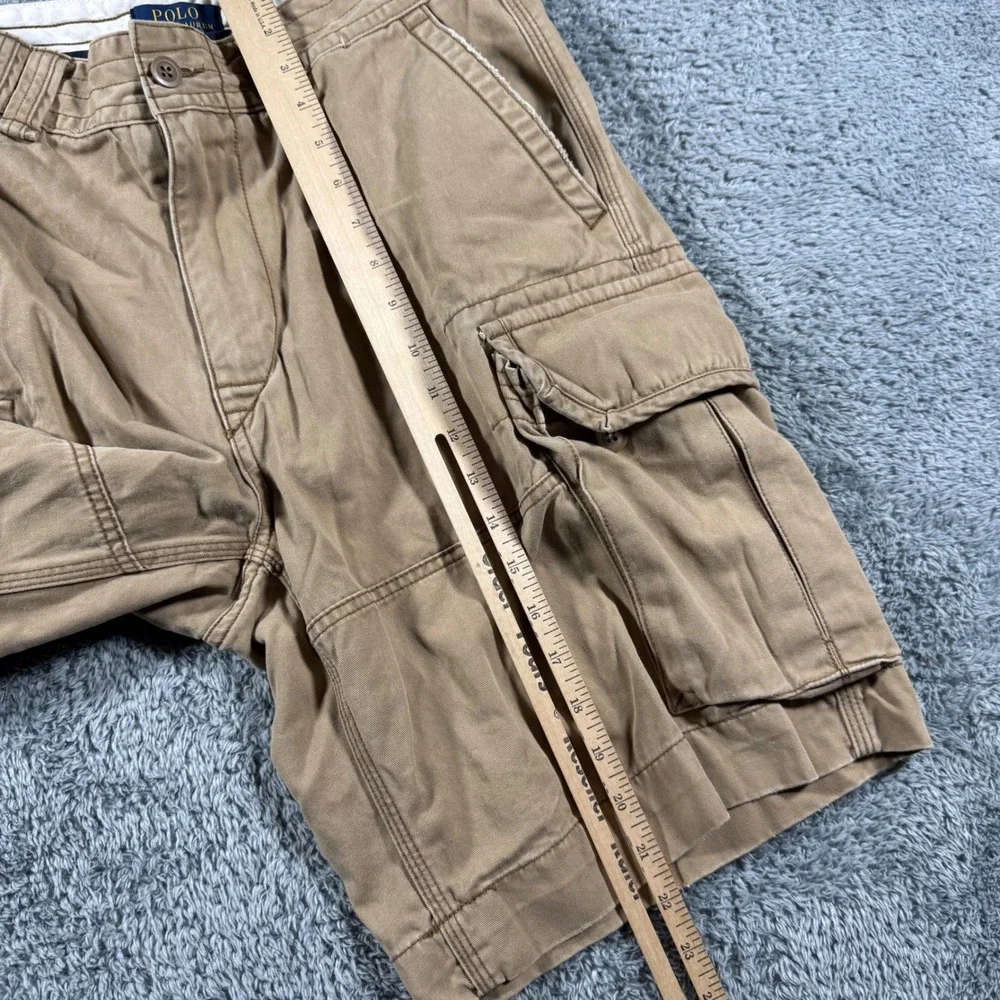 Polo Ralph Lauren Cargo Shorts Mens 33 Tan Khaki Heavy Duty Utility Army
